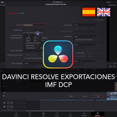 Curso online DaVinci Resolve Exportaciones IMF DCP 🇪🇸🇬🇧